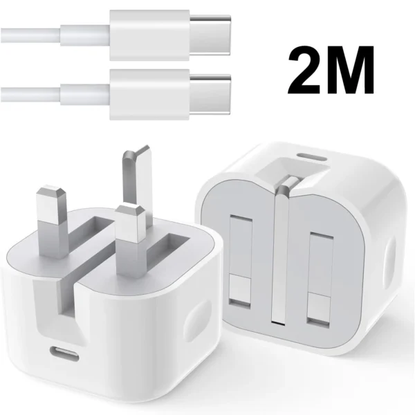 Original APPLE USB-C to USB-C 20W Charger Cube, for IPHONE+ USB C TO C CABLE 1M
