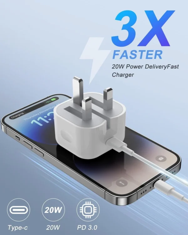 Original APPLE USB-C to USB-C 20W Charger Cube, for IPHONE+ USB C TO C CABLE 1M - Image 2