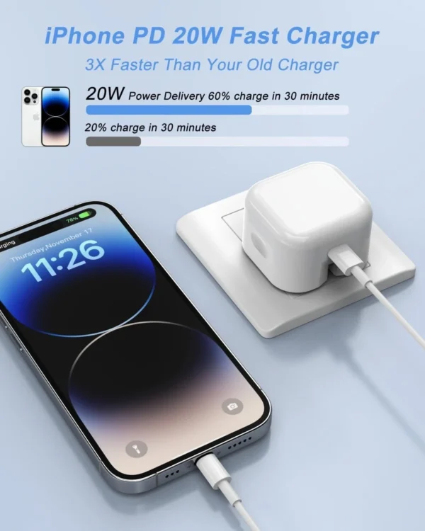 Original APPLE USB-C to USB-C 20W Charger Cube, for IPHONE+ USB C TO C CABLE 1M - Image 3