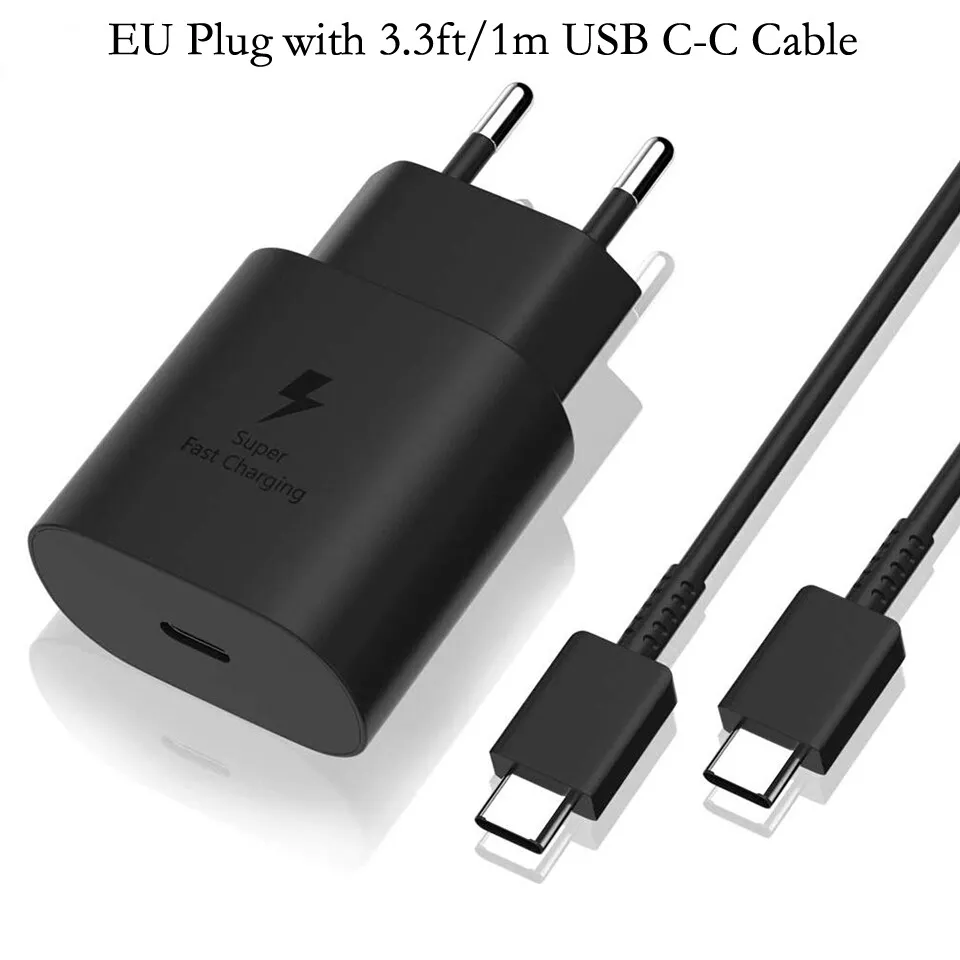25w Samsung Super Fast Wall Charger PD 3.0 Adapter Type USB C + USB C TO C CABLE